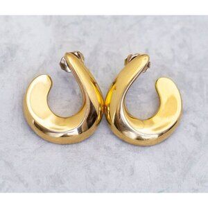 Vintage Gold Tone Dangling Drop  Crescent Dangle Earrings by Avon - CS1